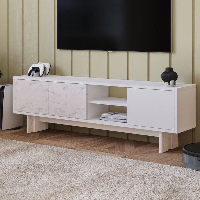 Hanah Home Ravello Soporte para TV Blanco y Mármol Hanah Home Ravello Soporte para TV Blanco y Mármol